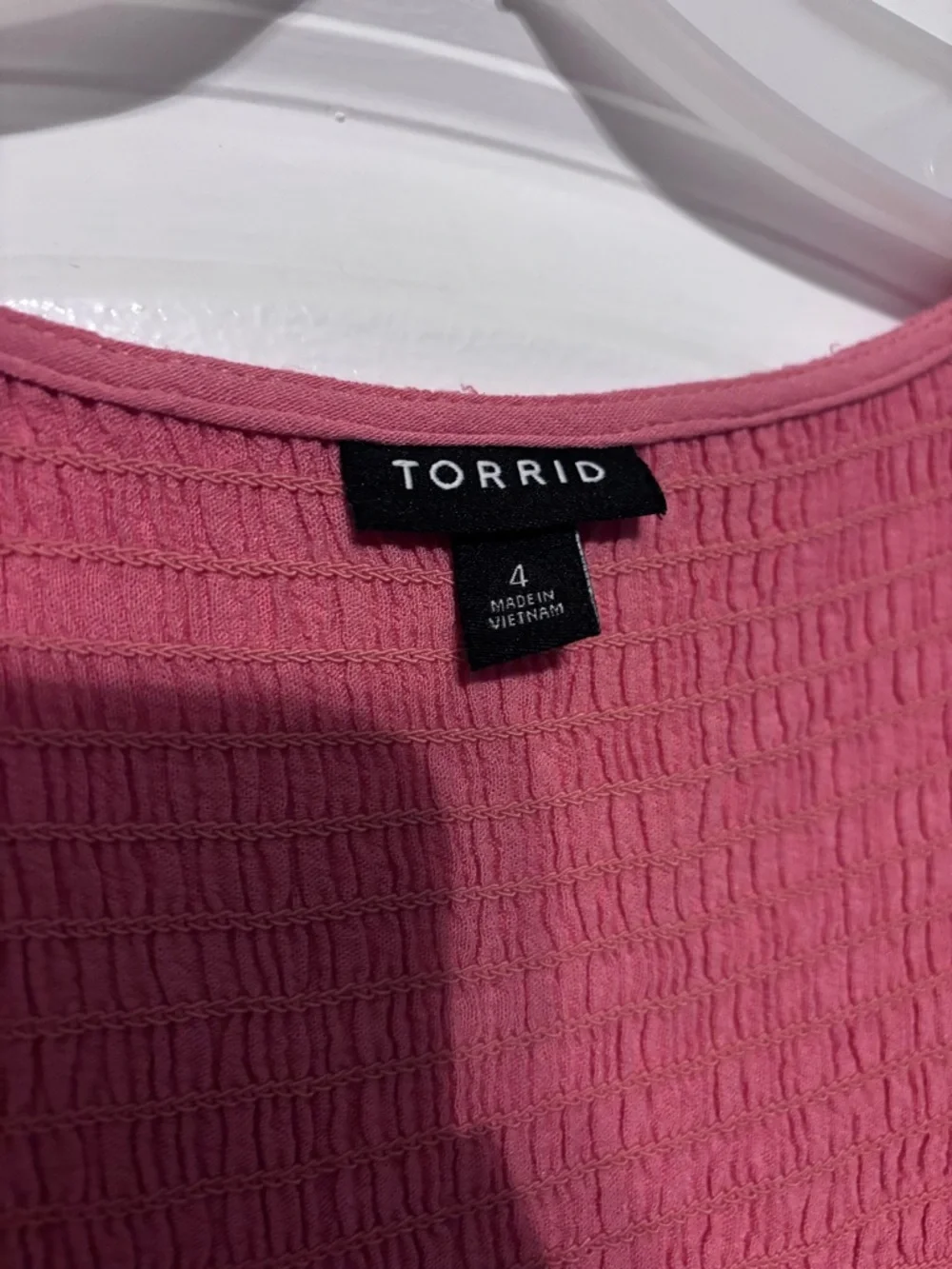 Torrid Smocked Babydoll Top Pink Boho Flowy Peplum Blouse Plus Size 4 - Picture 4 of 6